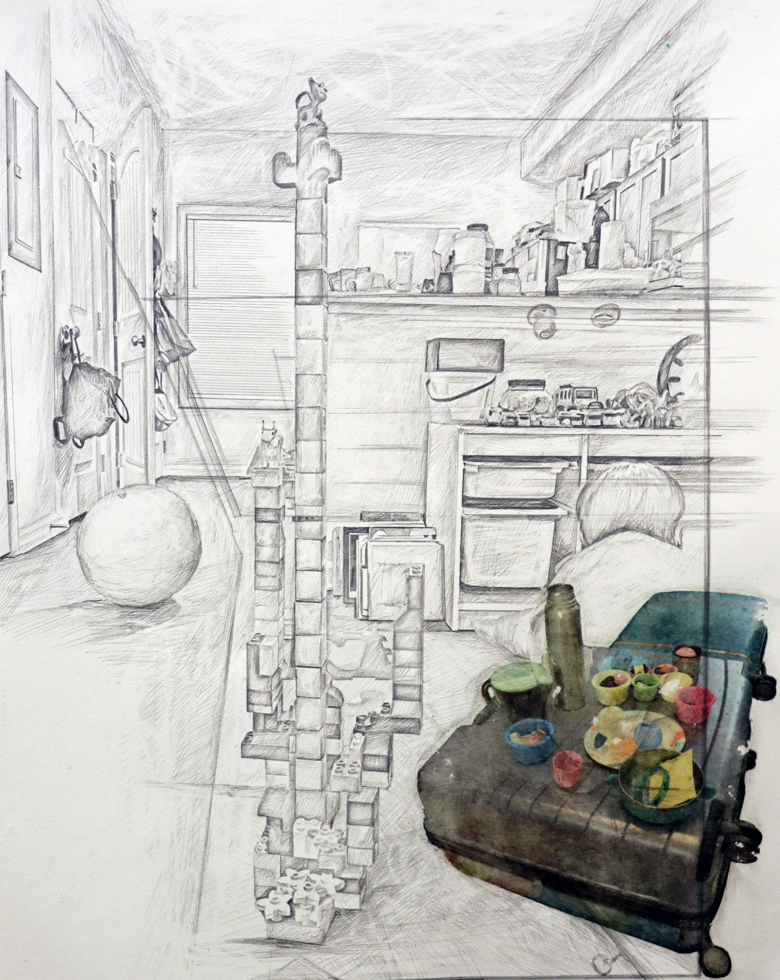 Yun Shin, Clarksville, TN, USA. “Scene 01,” graphite, photo transfer on paper.