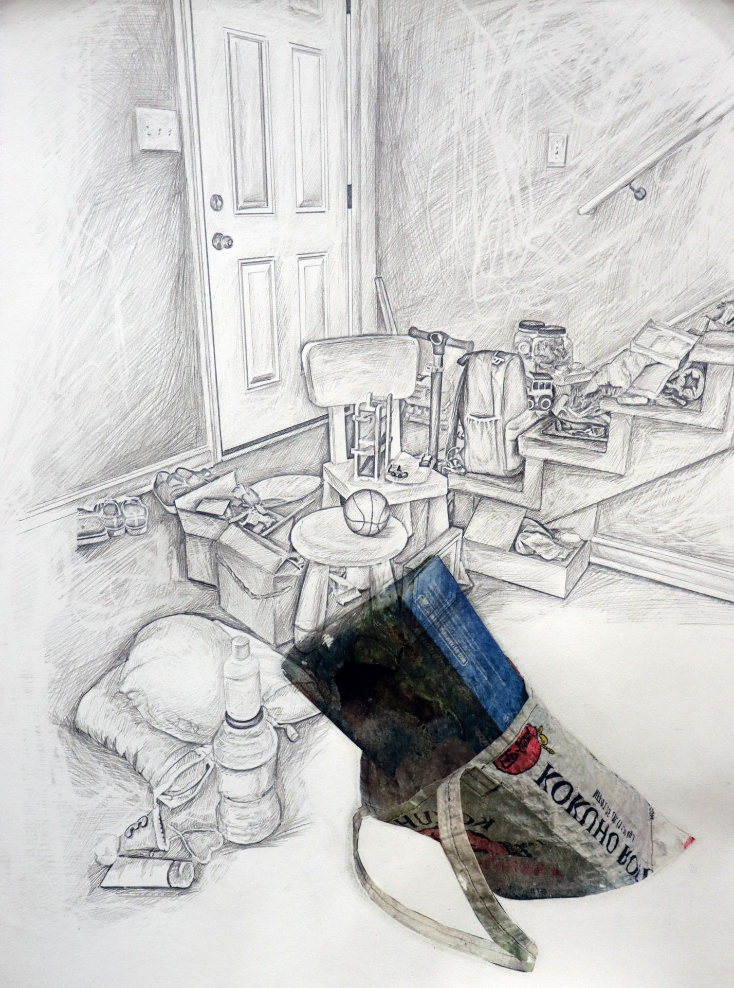 Yun Shin, Clarksville, TN, USA. “Scene 02,” graphite, photo transfer on paper.