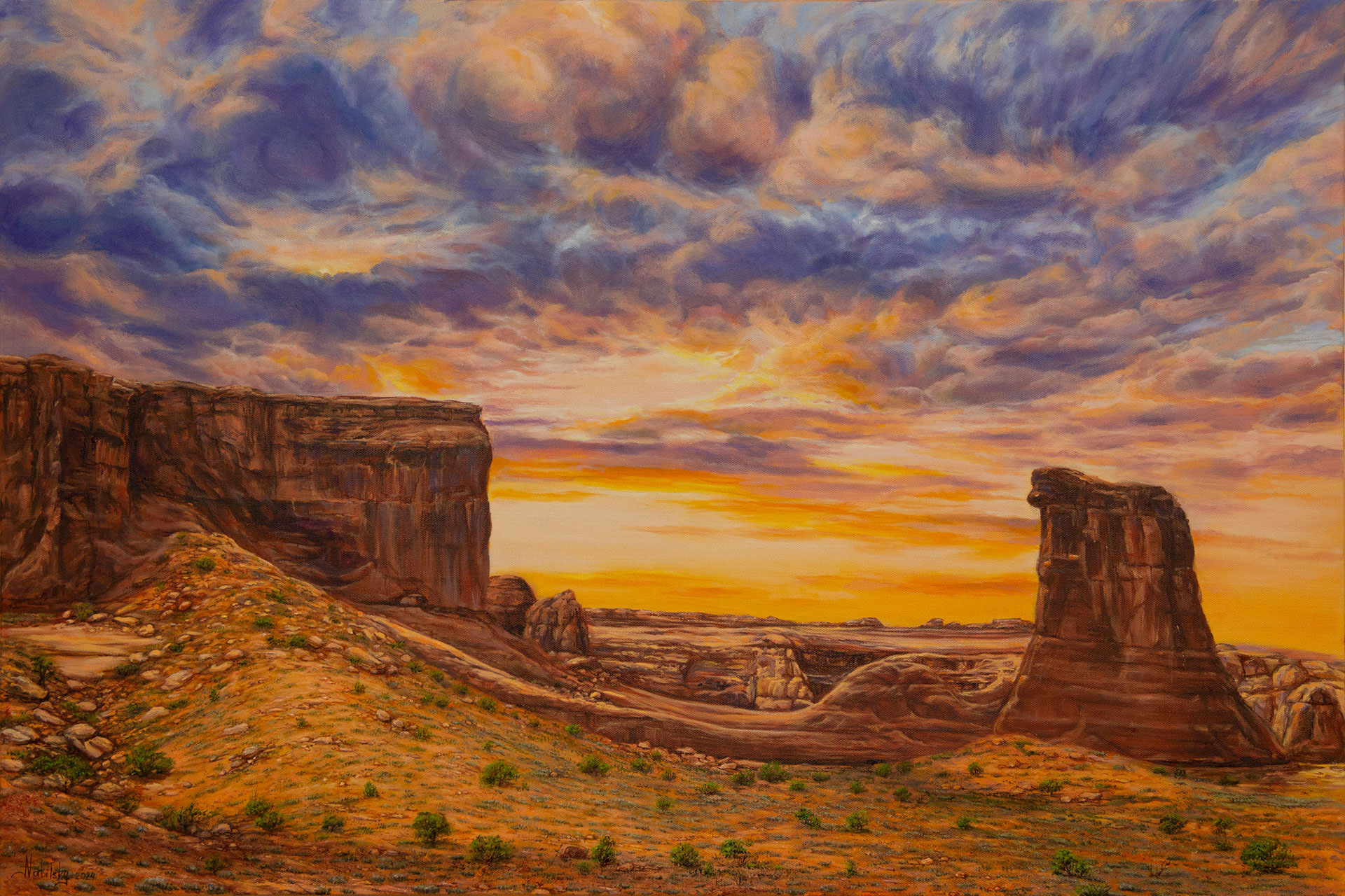 Olena Nabilsky, Brooklyn, NY, USA. “Wild Lands,” oil on canvas.