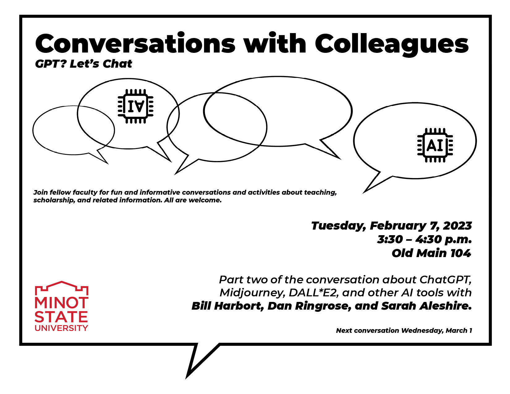 Poster for Convos with Colleagues on 2-7-23