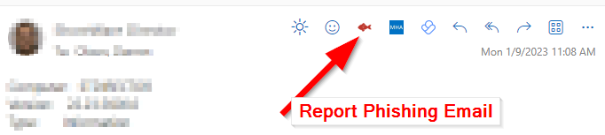 To submit phishing email select the PhishNotify Button