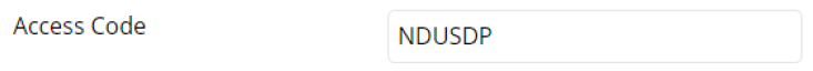 Use the access code NDUSDP