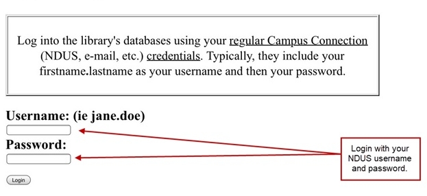 login to the library’s databases using NDUS credentials 