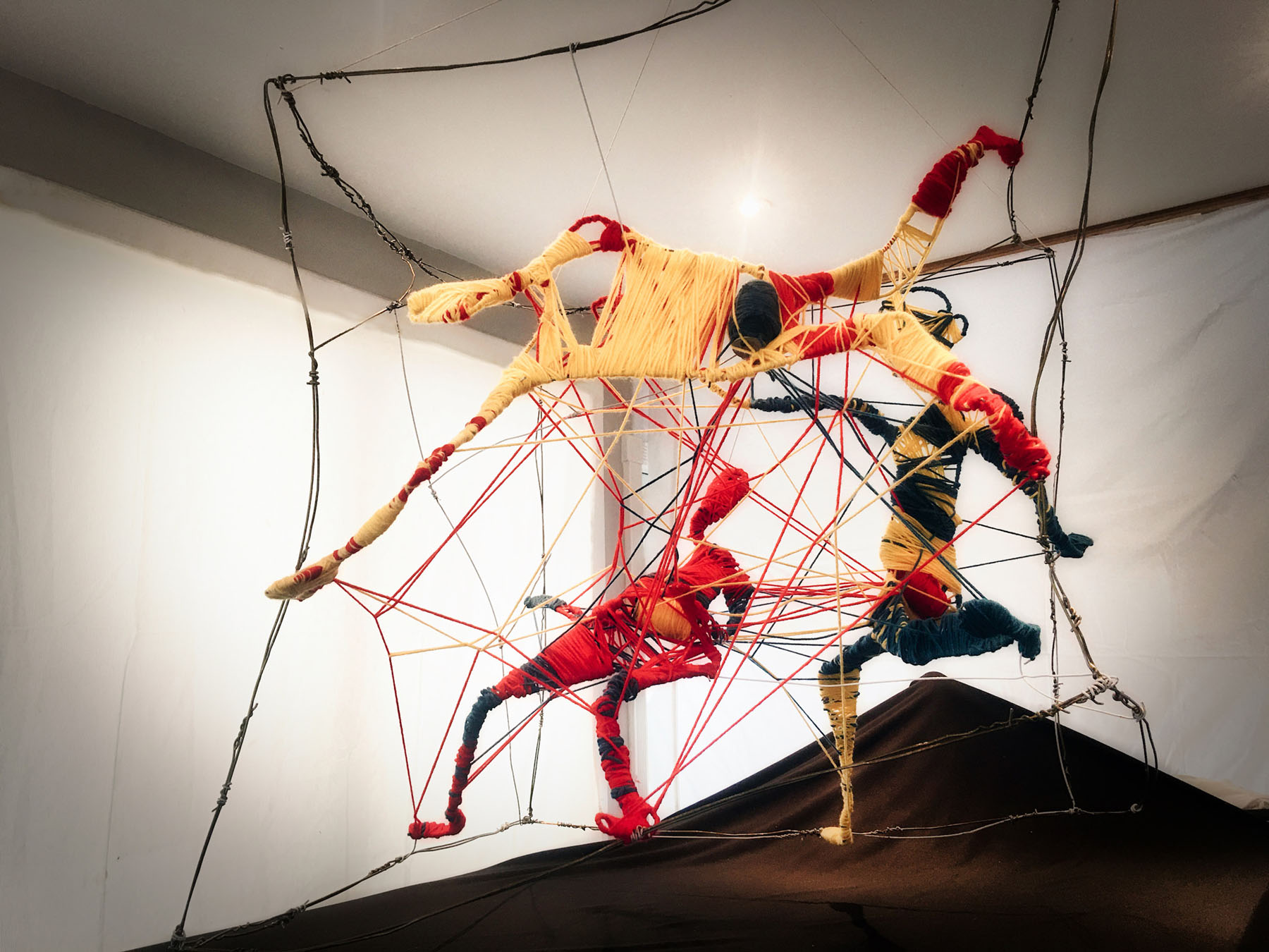 Jason Bassels, Brampton, ON. “Source Abstract,” coat hanger wire, yarn, wood bobbins.