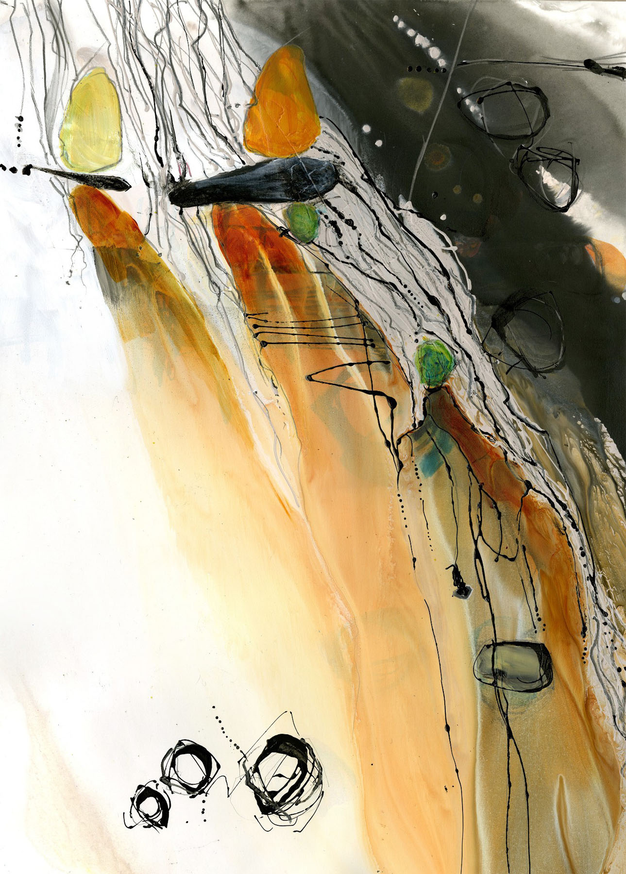 Christine Alfery, Lac du Flambeau, WI. “Cairn,” watercolor, acrylic on paper.