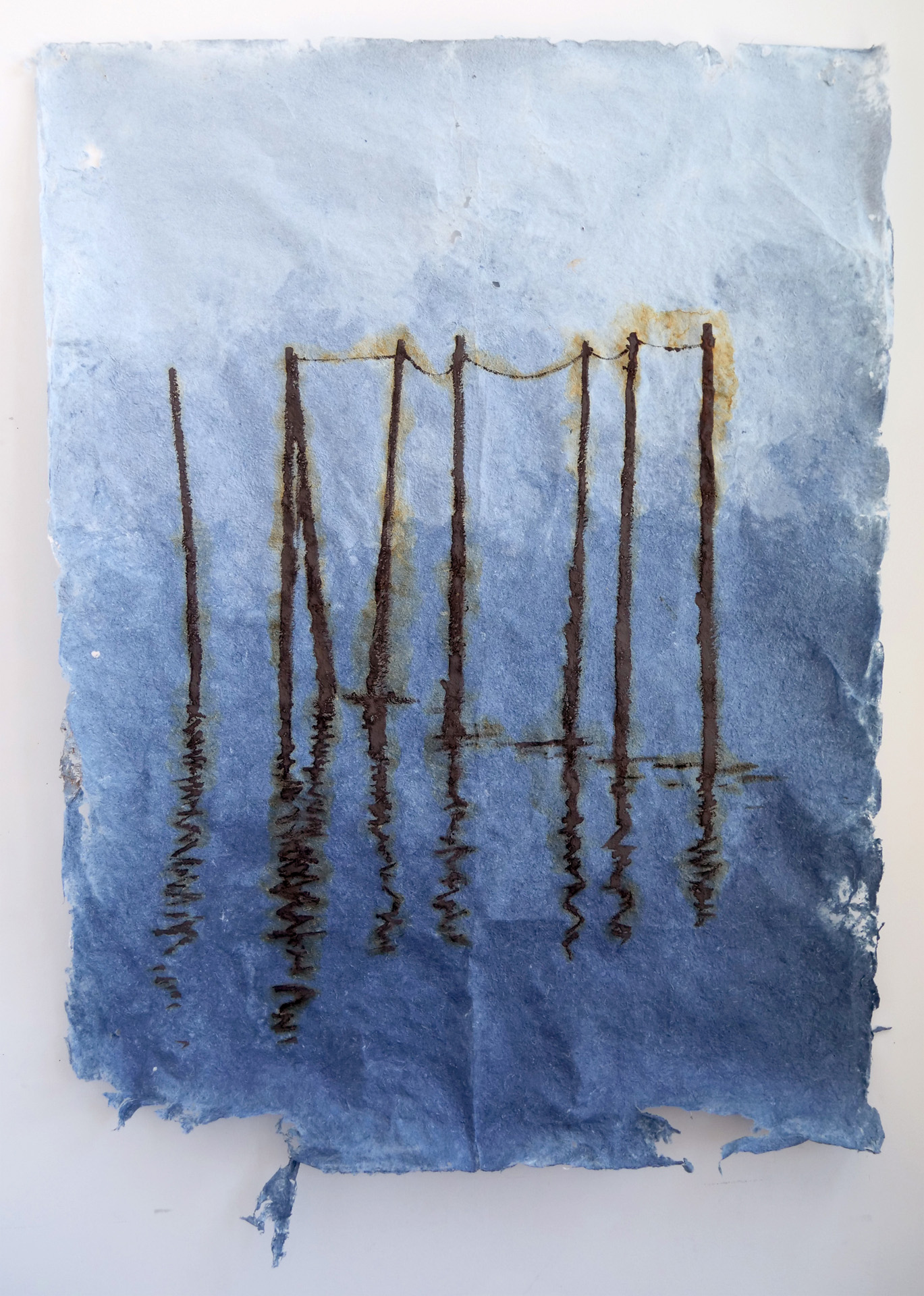 Kristen Tordella-Williams, Opelika, AL, USA. “Scar II,” handmade denim paper, rust.