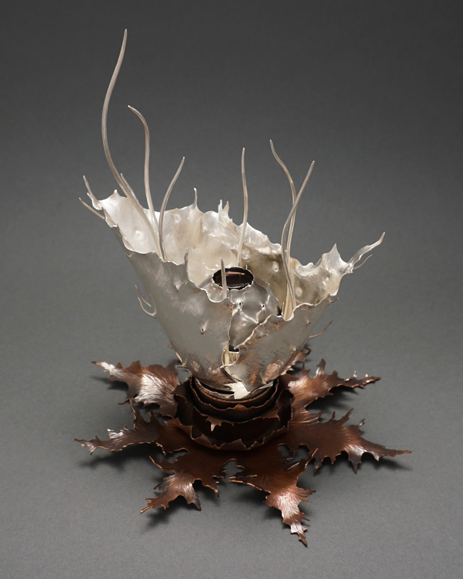 Jessica Mohl, Crawfordsville, IN, USA. “Hiddenness,” silver, copper, glass lens, amethyst geode.