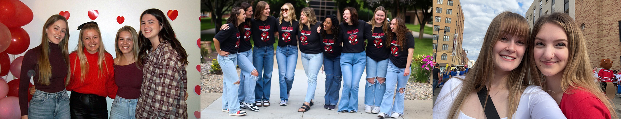 Minot State student Brooklyn Hanelt poses for photos with friends