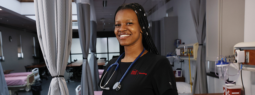 Marvellous Okunbur in the nursing simulation lab