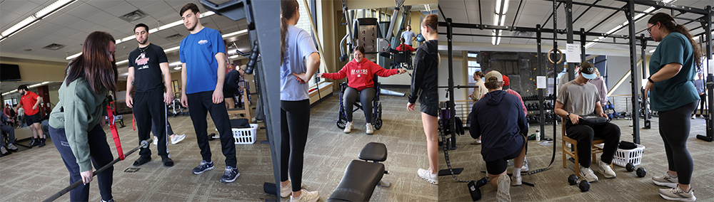 MSU students working with exercise equipment