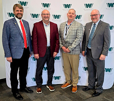 Minot State president Steven Shirley with other NDUS presidents